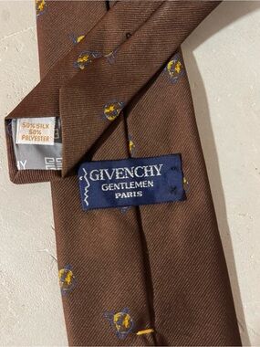 Givenchy Gentlemen Paris vintage brown silk blend globe necktie